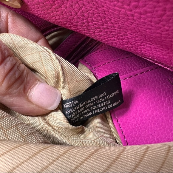 Lodis Fuchsia Pink Leather Shoulder Hobo Bag with Braided Trim, soft supple 💖 - Picture 11 of 17